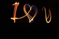 I love you heart symbol in light trail Royalty Free Stock Photo