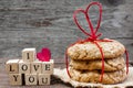 I love you inscription and homemade oat cookies Royalty Free Stock Photo