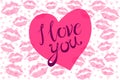 I Love you kiss red lips heart vector pink