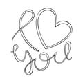 I love you. Love curly calligraphy sign with heart. Royalty Free Stock Photo