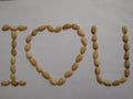I love you made by pista nut shell Royalty Free Stock Photo