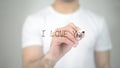 I Love You, man writing on transparent screen Royalty Free Stock Photo