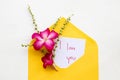 I love you message card handwriting with flower Royalty Free Stock Photo