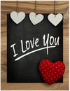 I Love You Message Chalkboard White Love Valentine's heart hangi Royalty Free Stock Photo