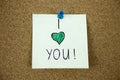 I love you message on cork board Royalty Free Stock Photo