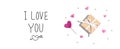 I love you message with a small gift box and hearts Royalty Free Stock Photo