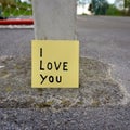 I love you message written on paper, romantic statemen on valentine`s day Royalty Free Stock Photo