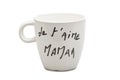 I love you Mom in French text on white mug