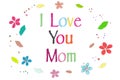 I love you mom on Mother's Day greeting card printed balloons vector