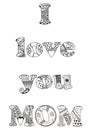 I love you mom quote. Zentangle stylized vector illustration. Royalty Free Stock Photo