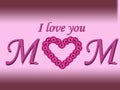 I love you mom text mother's day card with daisy heart and gradient background Royalty Free Stock Photo