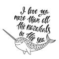 I love you more than all the narwhals in the sea. Royalty Free Stock Photo