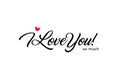 I love you so much beautiful lettering, text with small red heart. Valentine card for the holy valentine`s day, love Royalty Free Stock Photo