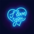 I love you neon lettering . Heart sign