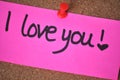 I Love You Note on Pinboard Royalty Free Stock Photo