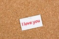 I Love You Note on Pinboard Royalty Free Stock Photo