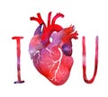 I love you postcard with heart. Royalty Free Stock Photo