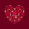 I Love You poster in ethnic folk style