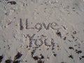 I love you on a sandy beach