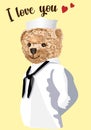 I love you, says the teddy bear. The sailor sets sail Royalty Free Stock Photo