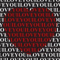 I love you - seamless text and big red heart