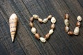 I love you, shell, heart shape, valentine day Royalty Free Stock Photo