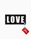 I love you - slogan on patch with chain. Fashion typography for girls t-shirt. Graphics design for apparel, embroidery, sticker.