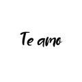 Te amo. Valentines Day Hand Lettering Card. Modern Calligraphy. Vector Illustration. I love you in spanish