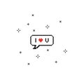 I love you in speech bubble 8 bit pixel art Royalty Free Stock Photo