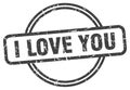 i love you stamp. i love you round vintage grunge label. Royalty Free Stock Photo