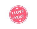 I love you stamp vector texture. Rubber cliche imprint. Web or print design element for sign, sticker, label Royalty Free Stock Photo