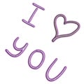 `I love you` text message handwritten with a pink fluffy brush