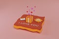 Minimal valentines`s day creative concept 3d rendering.