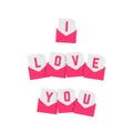 I love you text of pink letters