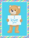 I Love You Text Sheet of Paper in Teddy Bears Paws