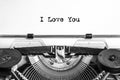 I love you! text typed on an old typewriter