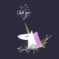 Vector cute unicorn head illustration, card and t-shirt design Royalty Free Stock Photo