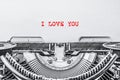 I LOVE YOU, text on vintage typewriter. Royalty Free Stock Photo