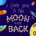 I love you to the moon and back illustration Royalty Free Stock Photo