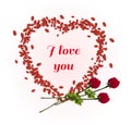 I Love You Typography inside of Petals Heart Frame Royalty Free Stock Photo