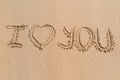 I love you, valentines day written on the sand Royalty Free Stock Photo