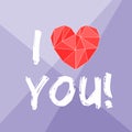 I love you valentines vector card with red heart