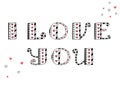 I love you. Vector lettering. Hearts and line. Valentines card