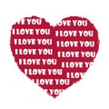 I love you, white letters on a red background, shaggy letters, creative valentine