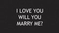 I LOVE YOU WILL YOU MARRY ME text sign with sparkling background. Romantic marriage proposal concept