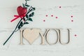 I Love You - wooden phrase on white background