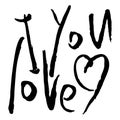 I love you words. handwritten text. vector