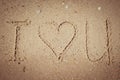 I love you written on the sand Royalty Free Stock Photo
