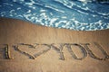 I love you - written in the sand Royalty Free Stock Photo