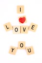 I love you written in scrabble pieces. Royalty Free Stock Photo